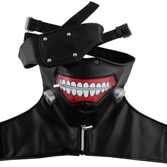 Tokyo Kaneki Ken Mask Halloween Cosplay Props Leather Mask with Eye Patch Costum - Picture 1 of 7